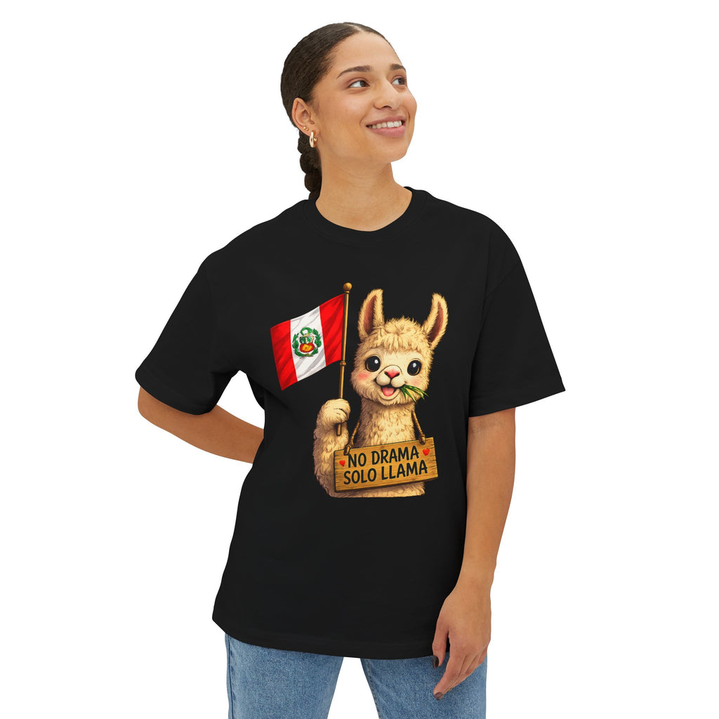 Peru Llama T-Shirt — 'No Drama Solo Llama' Cute Alpaca Flag Tee