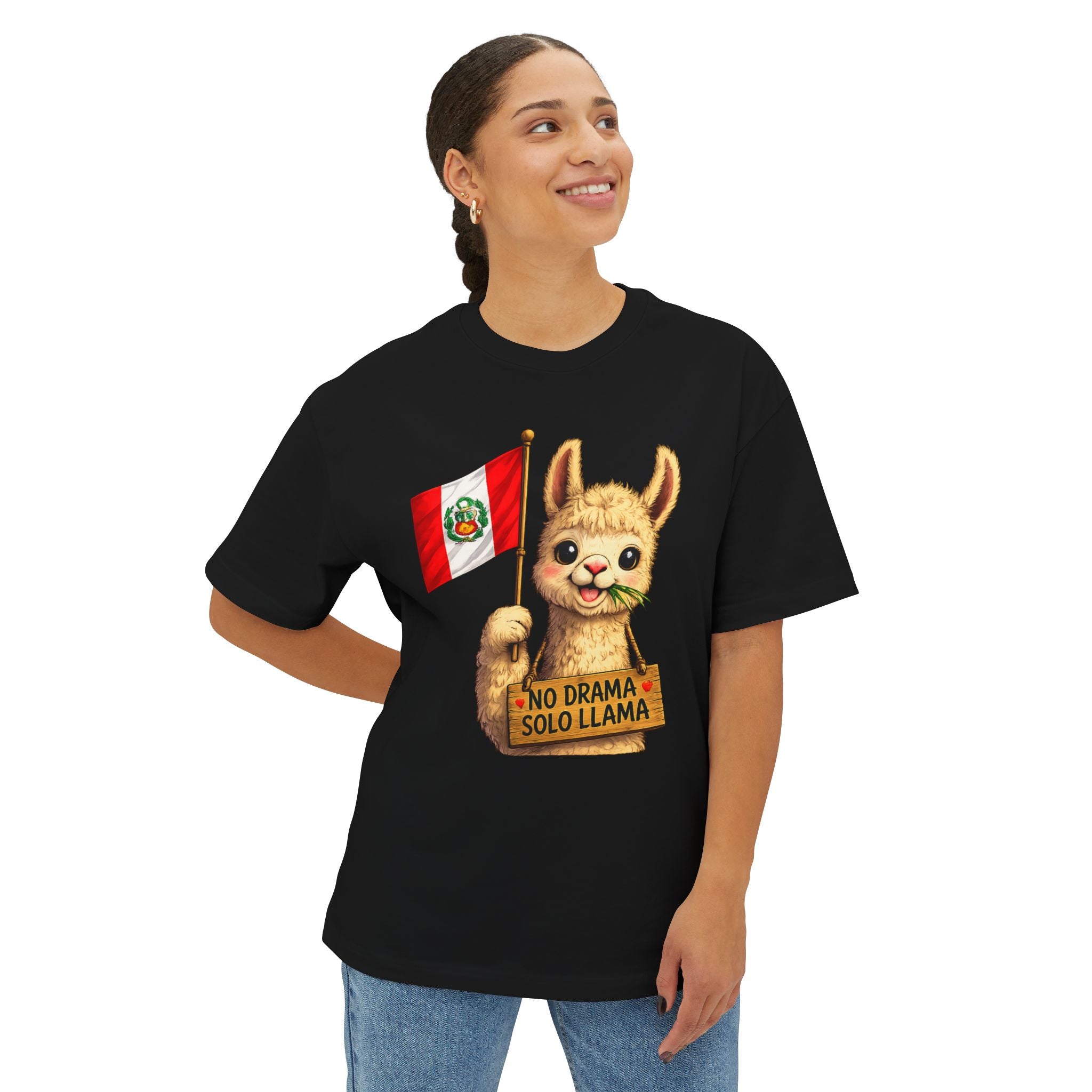 Peru Llama T-Shirt — 'No Drama Solo Llama' Cute Alpaca Flag Tee