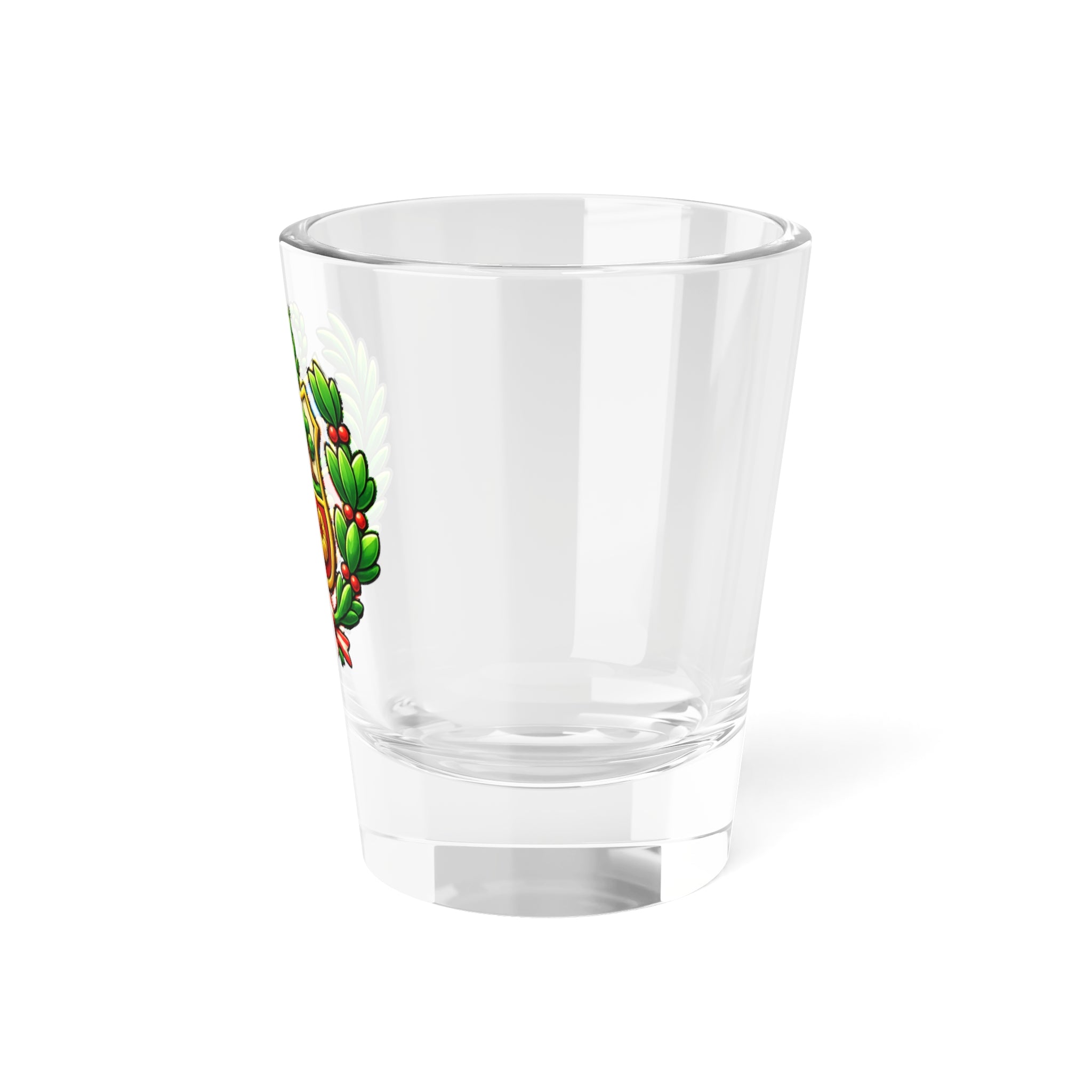 Peru Coat of Arms 1.5oz Shot Glass — National Crest Mini Liquor Glass, Patriotic Peruvian Keepsake