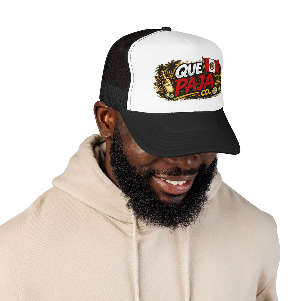 Que Paja Co. Foam Trucker Hat – Peruvian Flag Beach Vibe Cap