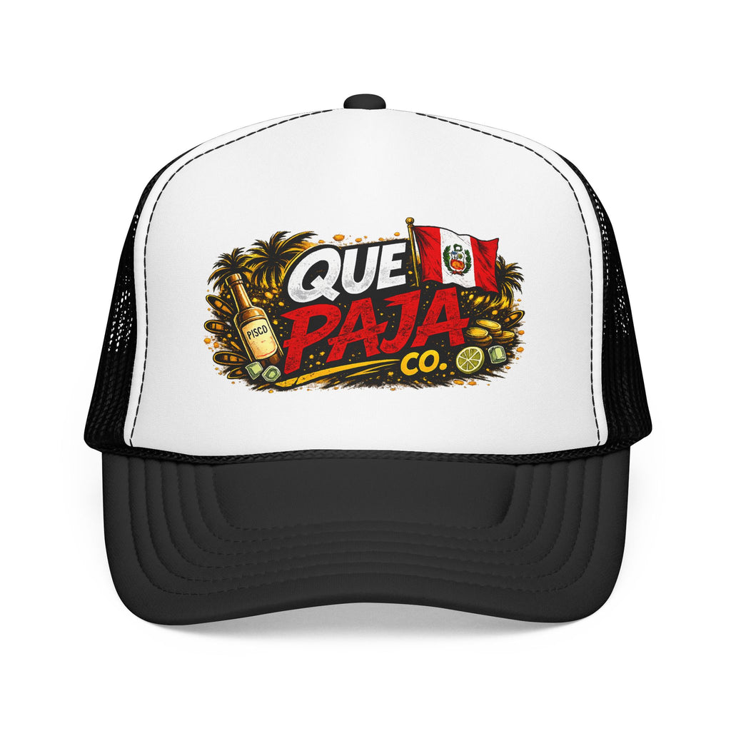 Que Paja Co. Foam Trucker Hat – Peruvian Flag Beach Vibe Cap