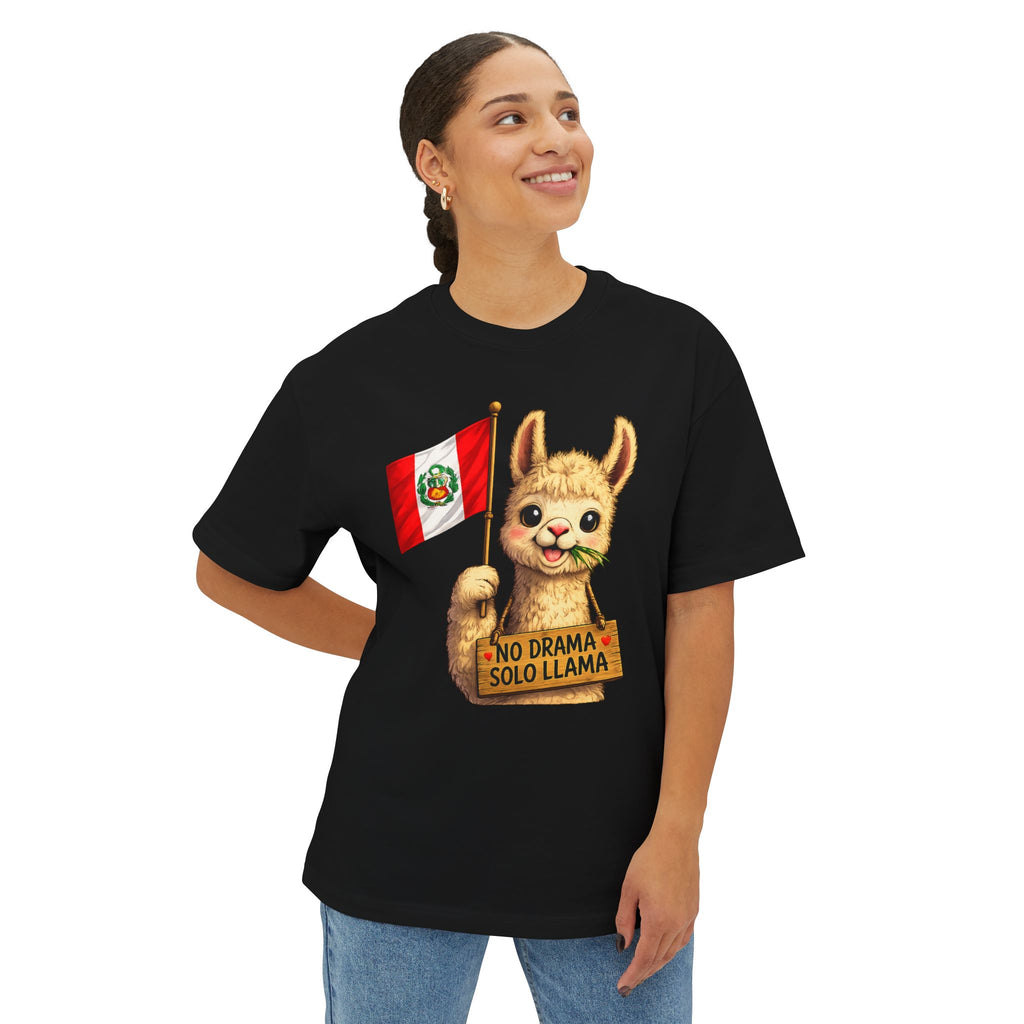 No Drama Solo Llama Peru Flag Tee — Funny Alpaca Graphic T-Shirt