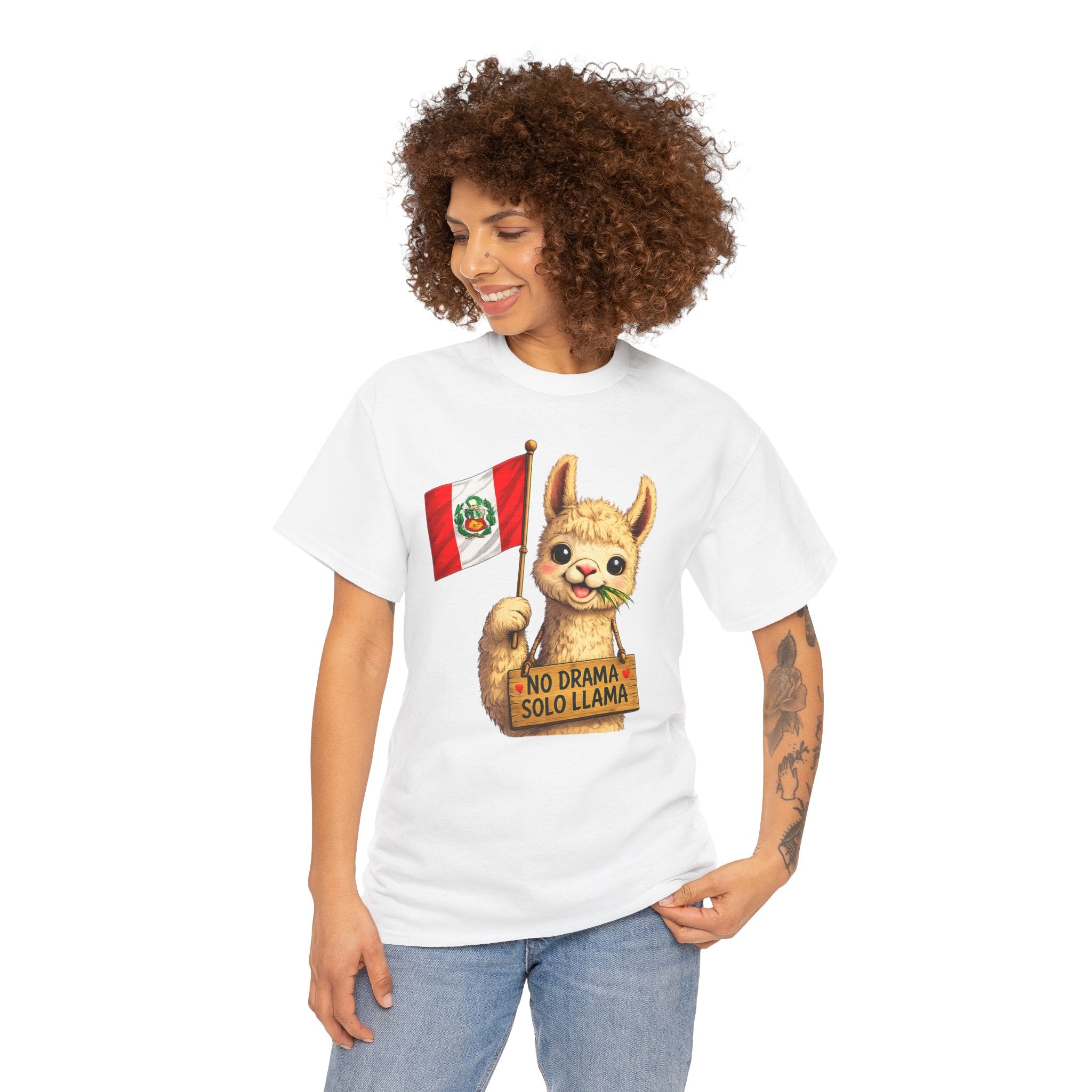 No Drama Solo Llama Peru Flag Tee
