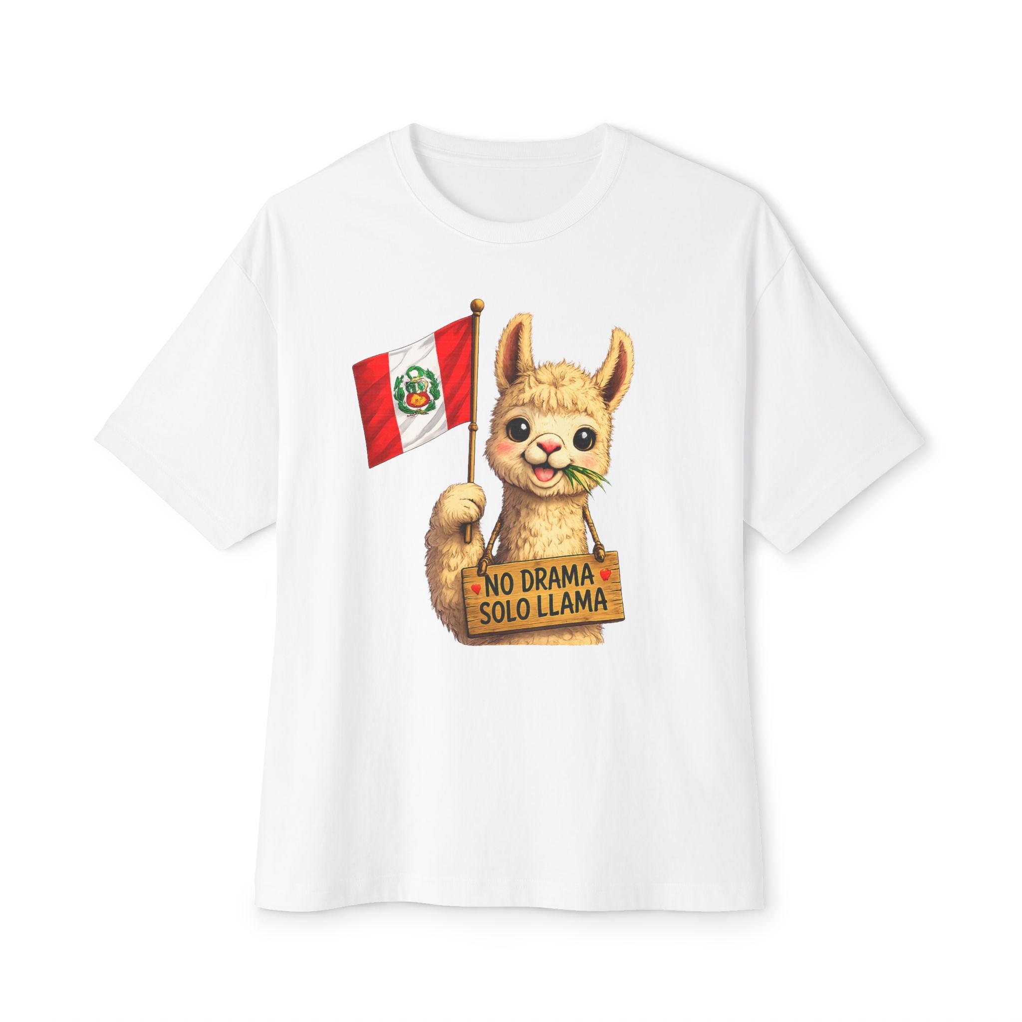 No Drama Solo Llama Peru Flag Tee — Funny Alpaca Graphic T-Shirt