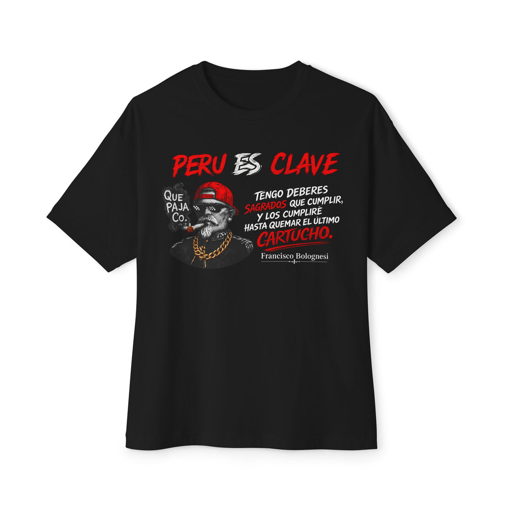 Peru Clave Graphic Tee — “Que Paja” Orgullo Peruano Oversized Shirt
