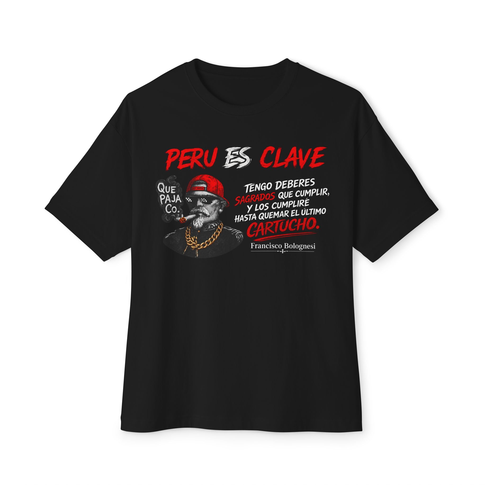 Peru Clave Graphic Tee — “Que Paja” Orgullo Peruano Oversized Shirt