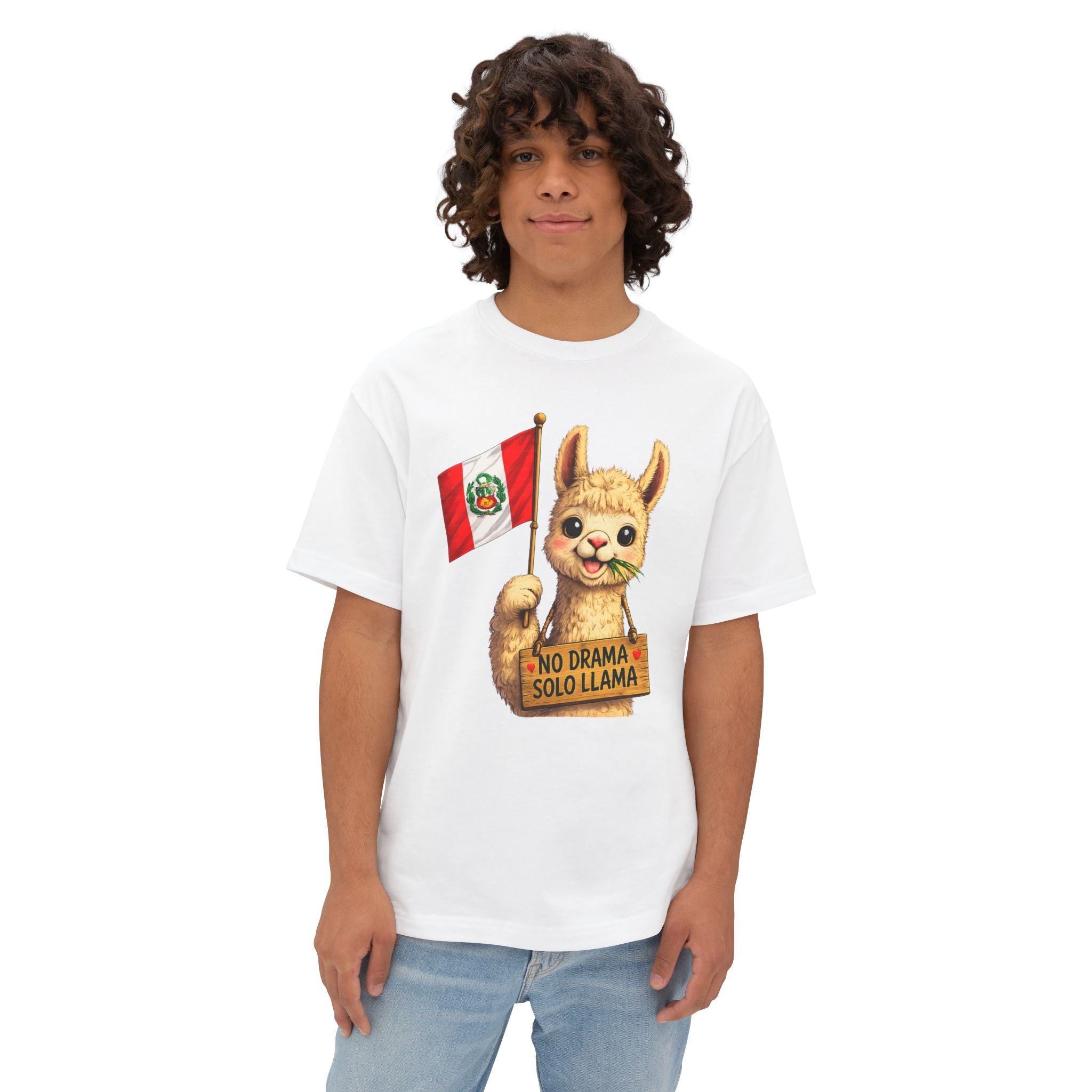 No Drama Solo Llama Peru Flag Tee — Funny Alpaca Graphic T-Shirt