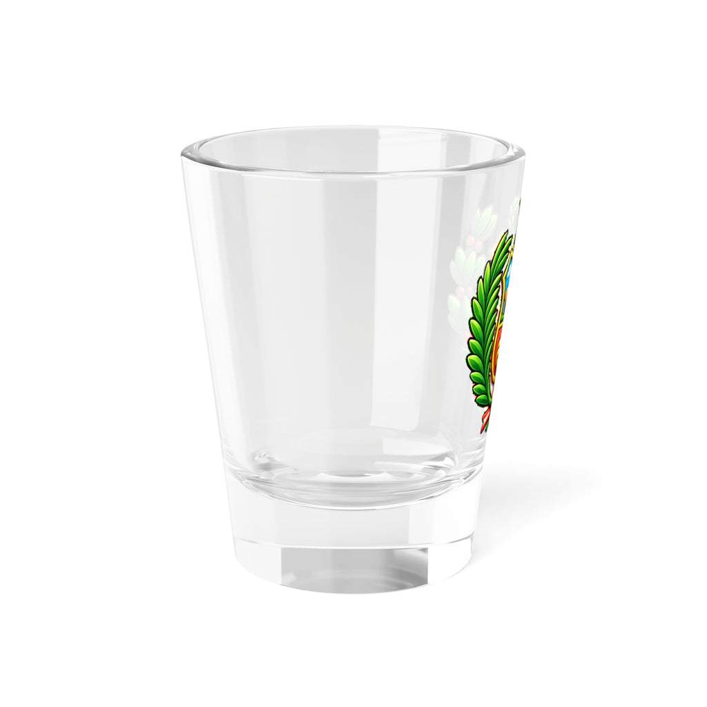 Peru Coat of Arms 1.5oz Shot Glass — National Crest Mini Liquor Glass, Patriotic Peruvian Keepsake