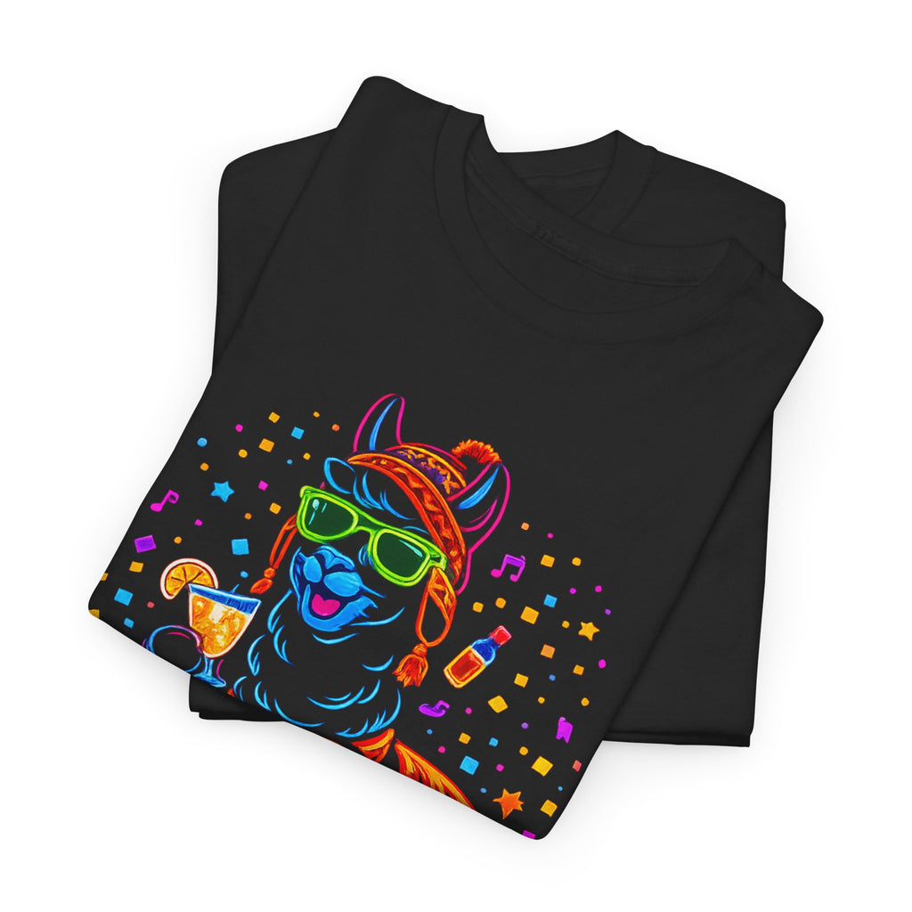 Que Paja Co. Neon Llama Tee — 'Chim Pum Callao!' Graphic Shirt